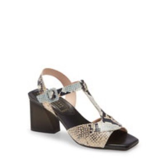 Hispanitas Preston Snakeskin Leather T-Strap Block Heel Sandals Size 41 Like New - Picture 12 of 12